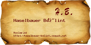 Haselbauer Bálint névjegykártya